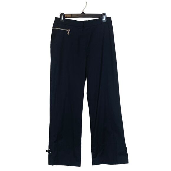 Akris punto black embroidered cropped pants size 10